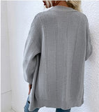 Grey Mid-length Knitted Cardigan