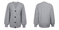 Grey Mid-length Knitted Cardigan