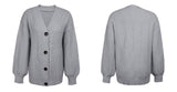 Grey Mid-length Knitted Cardigan