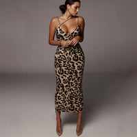 Sexy Mid-length leopard print dress