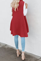 Red Sleeveless Cascade Draped Cardigan