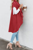 Red Sleeveless Cascade Draped Cardigan