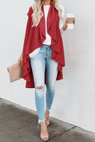 Red Sleeveless Cascade Draped Cardigan