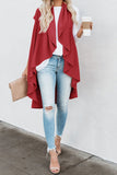 Red Sleeveless Cascade Draped Cardigan