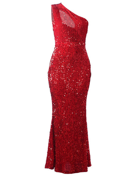 Red Sequined Maxi Dress